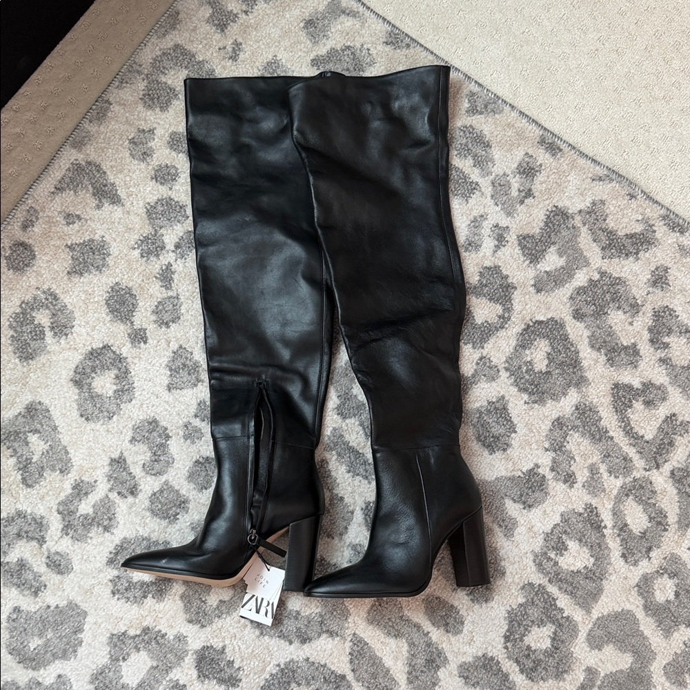 Zara Black Over the Knee Boots